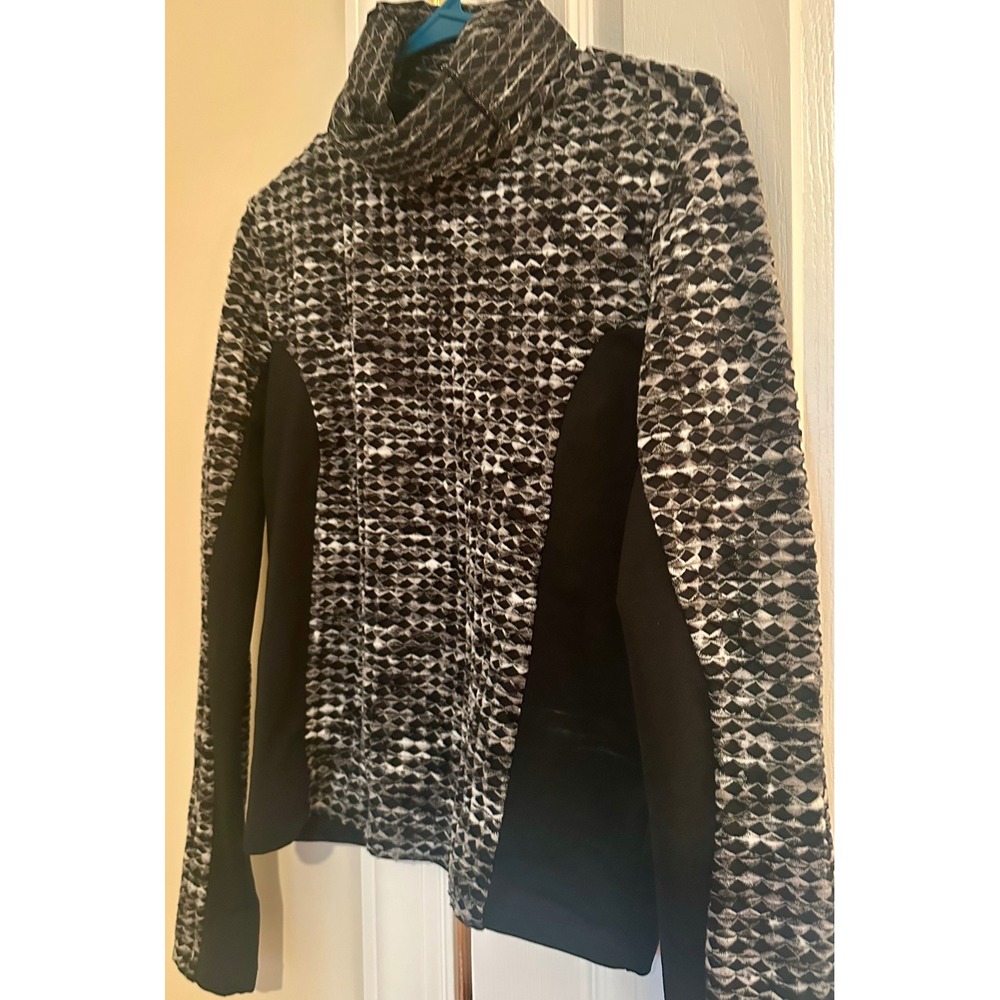 Nike Pro Hyperwarm Womens Medium Black White Geometric Mock Neck Training Top
